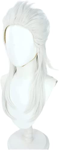 Anime Genshin Impact Cosplay Perücke Pierro Perücke Damen silbrig weiße Haar perücken für Halloween Party Kostüm Karneval Perücke Mütze von Rcrllya