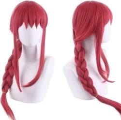 Anime Kettensäge Mann Cosplay Perücken für Makima Perücke Frauen Rose Rot Lang Zopf Haar Perücken für Halloween Party Kostüm Karneval Perücke Mütze von Rcrllya