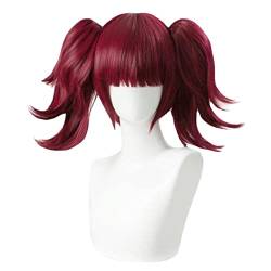 Anime Mey Rin Cosplay Black Butler Cosplay Frauen Doppel Schwanz Rotwein Perücke Cosplay Hitze Beständig Synthetische Perücken von Rcrllya