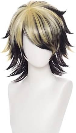 Anime Tokyo Revengers Kazutora Hanemiya Cosplay Perücke Herren Blond Mix Schwarze Kurzhaar perücken für Halloween Party Kostüm Karneval Perücke Mütze von Rcrllya