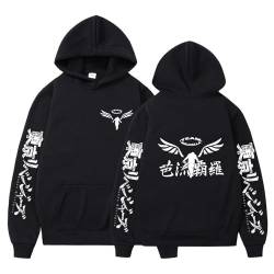 Rcrllya Anime Sweatshirts Tokyo Revengers Gambar Val Halla Logo Hoodies Herren Sweatshirt Kapuze Langarm Hoodie für Herren Hip Hop Kleidung (Schwarz,M) von Rcrllya