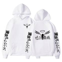 Rcrllya Anime Sweatshirts Tokyo Revengers Gambar Val Halla Logo Hoodies Herren Sweatshirt Kapuze Langarm Hoodie für Herren Hip Hop Kleidung (Weiß,L) von Rcrllya