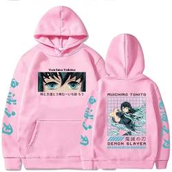 Rcrllya Dämon Slayer Japan Anime Männer Frauen Hoodie Harajuku Muichiro Tokito Grafik Druck Sweatshirt Streetwear Pullover (Rosa,L) von Rcrllya