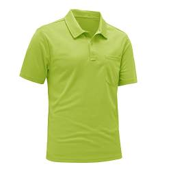 Rdruko Herren Atmungsaktive Poloshirts Sommer Kurzarm Feuchtigkeitstransport Schnell Trocknen Freizeit Arbeit Golf Tops mit Tasche, Hellgrün, L von Rdruko