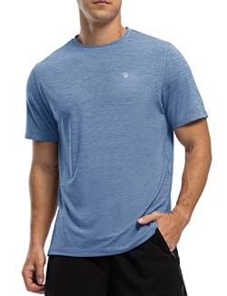 Rdruko Herren Dry Fit Workout Shirts Feuchtigkeitstransport Kurzarm Athletic Running Gym Active T Shirts, Kobaltblau, L von Rdruko