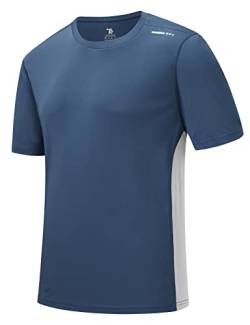 Rdruko Herren Rashguard Schwimmshirts Kurzarm UPF 50+ UV-Schutz schnell trocknend Angeln Surf Active T Shirts, Grau / Blau, L von Rdruko