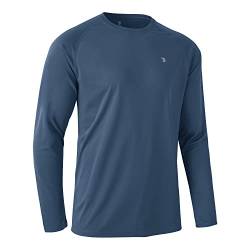 Rdruko Herren-T-Shirt, schnelltrocknend, langärmelig, atmungsaktiv, für Laufen, Sport, Fitnessstudio, UV-Sonnenschutz, Wandern, Angeln, blau / grau, XL von Rdruko