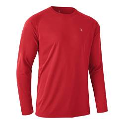 Rdruko Herren schnelltrocknendes Langarm-Top, atmungsaktiv, Laufen, Sport, Fitnessstudio, UV-Schutz, Wandern, Angeln, rot, XXL von Rdruko