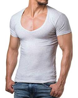 Young & Rich Herren T-Shirt V-Neck Body Fit Schwarz Weiß Rot Blau RRTS 1315, Größe:2XL, Farbe:Ecru von Re Rock