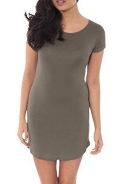 Re Tech UK - Damen T-Shirt-Kleid - figurbetont & hüftlang - geschwungener Saum - Stretchmaterial - Khaki - 42-44 von Re Tech UK
