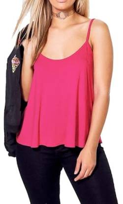 Re Tech UK Damen Top mit Spaghettiträgern - ausgestellter Saum - lockere Passform - Pink - 44-46 von Re Tech UK