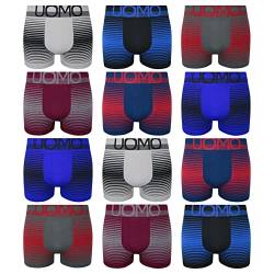 12er Pack Boxershorts Microfaser Streifen Uomo Retro Sport Shorts Unterwäsche, Größe:M/L von ReKoe