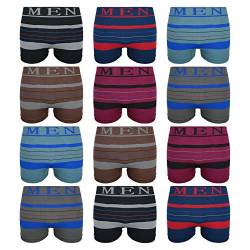 ReKoe 12er Pack Boxershorts Microfaser Streifen Unterwäsche Pants Herren Men Shorts, Größe:M/L von ReKoe