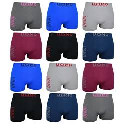 ReKoe 12er Pack Boxershorts Microfaser Unterwäsche Uni Farben schwarz blau grau Uomo, Größe:XL/XXL von ReKoe