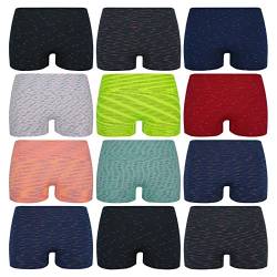 ReKoe 12er Pack Damen Hotpants Shorts Tanga Panty Unterwäsche Unterhose Panty Slip, Größe:L-XL = 40/42 von ReKoe