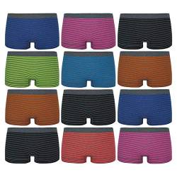 ReKoe 12er Pack Damen Hotpants Slips Unterhose Tanga Panty Unterwäsche Streifen Grau, Größe:S-M = 36/38 von ReKoe