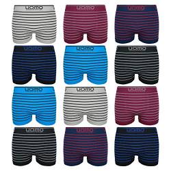 ReKoe 12er Pack Herren Boxershorts Microfaser Shorts Unterwäsche Slip Streifen Uomo, Größe:M/L von ReKoe