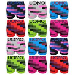 ReKoe 12er Pack Microfaser Uomo Neon Unterwäsche Pants Herren Boxershorts Fitness, Größe:M/L von ReKoe