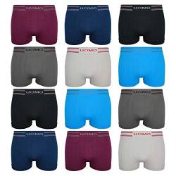 ReKoe 12er Pack Microfaser Uomo Uni Farben Unterwäsche Pants Herren Boxershorts, Größe:M/L von ReKoe