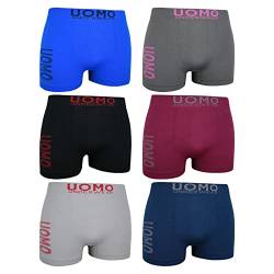 ReKoe 6er Pack Boxershorts Microfaser Unterwäsche Uni Farben schwarz blau grau Uomo, Größe:M/L von ReKoe