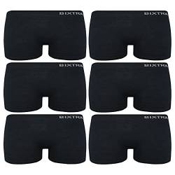 ReKoe 6er Pack Damen Hotpants Microfaser Uni Schwarz Unterhose Panty Unterwäsche, Größe:L-XL = 40/42 von ReKoe