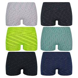 ReKoe 6er Pack Damen Hotpants Shorts Tanga Panty Unterwäsche Unterhose Panty Slip, Größe:L-XL = 40/42 von ReKoe