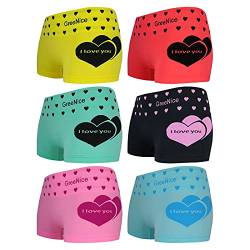 ReKoe 6er Pack Hotpants Slips Unterhose Pants Panty Unterwäsche Mit Herz 'i Love You', Größe:S-M = 36/38 von ReKoe