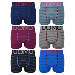 ReKoe 6er Pack Microfaser Uomo gestreift Unterwäsche Pants Herren Boxershorts Slip, Größe:XL/XXL von ReKoe