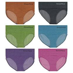 ReKoe 6er Pack Super bequemer Damen Slip mit hohem Bund in Dezenten Farben gestreift, Größe:L-XL = 40/42 von ReKoe