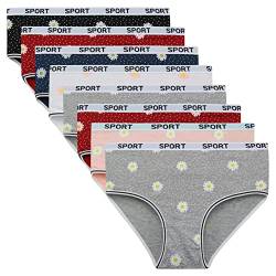 ReKoe 8er Pack Damen Slip Baumwolle Unterwäsche mit Motiv Unterhosen Schlüpfer, Größe:44/46 = (Etikett XL) von ReKoe