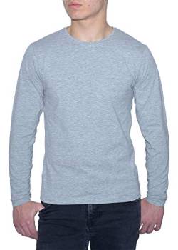 Young & Rich Herren Longsleeve 10 Farben Rundhals - Langarm Shirt einfarbig Slim fit - Uni Basic O-Neck Shirt Stretch - Größe S bis 3XL von ReRock