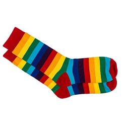 ReWu Socken Regenbogenfarbe Gestreift 80% Baumwolle in Metall Getränke-Dose Einheitsgröße Pride-Socken Farbenfroh Geschenkidee von ReWu