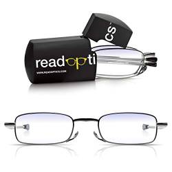 Read Optics Bluelight Blocking Glasses 3.5, Super Compact Protective Foldable Reading Glasses for Screen, Gaming, Digital Use, Small Black Case Fits Easily into Pocket or Bag von Read Optics