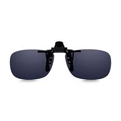 Read Optics Clip-On Sonnenbrille: Herren/Damen Flip-Up polarisierte Sonnen-Gläser für Brillen. Aufsatz für verschiedenste Brillen. 100% Schutz, rauchfarben getönte UV-400 Gläser von Read Optics