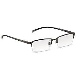 Read Optics Herren Lesebrille: Graue Halbrandbrille mit Sehstärke +2,5 Dioptrien. Entspiegelte und kratzfeste Premium Difuzer™ Gläser mit UV Schutz und rechteckigem Halbrahmen in modernem Chrom von Read Optics