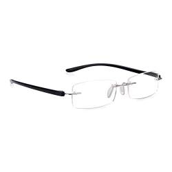 Read Optics Lesebrille für Damen und Herren 2,5, randlose Fertiglesebrille, stylische, hochwertige, Silber & Scwarz, praktisch für jeden Tag von Read Optics