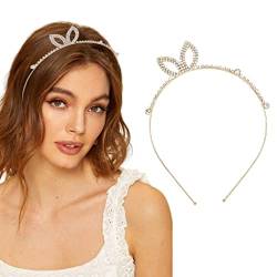 Zoestar Kristall-Stirnband, Kaninchenohren, Haarband, Strass, Haarreifen, modischer Glitzer, Haarschmuck für Frauen und Mädchen, 1 Stück (Gold) von Reaky