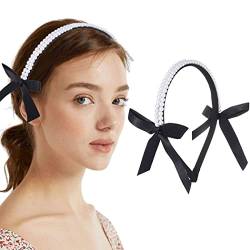 Zoestar Perlen-Stirnband, schwarz, Vintage-Haarbänder, Schleife, Knoten, Haarreifen, Party-Haarschmuck für Frauen und Mädchen, 1 Stück von Reaky
