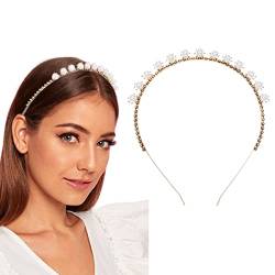Zoestar Perlen-Stirnband Gold Vintage Kopfschmuck Brautperlen Haarbänder Party Festival Haarschmuck für Frauen und Mädchen, 1 Stück (Stil 2) von Reaky