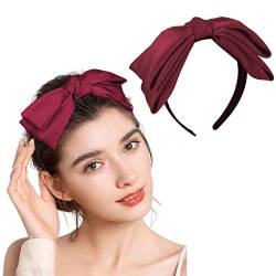Zoestar Schleifen-Stirnband, Vintage-Satin-Haarbänder, große Schleife, Haarreifen, Party, elastisches Haarzubehör für Frauen und Mädchen, 1 Stück (rot) von Reaky