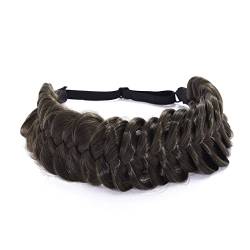 Zoestar Wide 2 Stränge Synthetisches Haar Geflochtenes Stirnband Flauschiges Haargummi Klassisches elastisches geflochtenes Haarband für Frauen und Mädchen, 1 Stück (Dunkelbraun) von Reaky