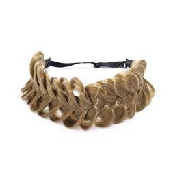 Zoestar Wide 2 Stränge Synthetisches Haar Geflochtenes Stirnband Flauschiges Haargummi Klassisches elastisches geflochtenes Haarband für Frauen und Mädchen, 1 Stück (Hellbraun) von Reaky