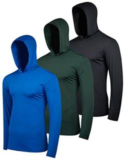 3er-Pack: Herren Dry Fit Feuchtigkeitstransport Langarm Active Athletic Hoodie Pullover Sweatshirt (erhältlich in Groß und Hoch), Set 4, Large von Real Essentials