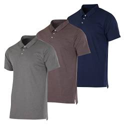 3er-Pack: Herren-Poloshirt aus Jersey-Baumwolle, kurzärmelig, atmungsaktives Performance-Poloshirt (erhältlich in Groß und Groß), Set C, XL von Real Essentials