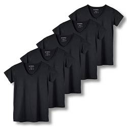 5er-Pack Damen Kurzarm V-Ausschnitt Activewear T-Shirt Dry-Fit Feuchtigkeitstransport Perfomance Yoga Top (erhältlich in Übergröße), Set 5, X-Large von Real Essentials