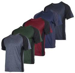 5er Pack: Herren Dry-Fit Feuchtigkeitstransport Active Athletic Performance Crew T-Shirt - - X-Groß von Real Essentials