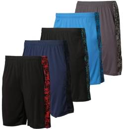 5er-Pack: Herren-Shorts, Dry-Fit, schweißresistent, aktiv, athletisch, Performance-Shorts, Set K, 3X-Groß von Real Essentials