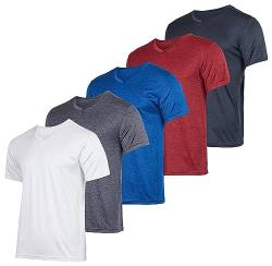 5er-Pack: Herren-T-Shirt mit V-Ausschnitt, Dry-Fit, feuchtigkeitsableitend, Active Athletic Tech Performance, Set 2, XX-Large von Real Essentials