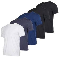 5er-Pack: Herren-T-Shirt mit V-Ausschnitt, Dry-Fit, feuchtigkeitsableitend, Active Athletic Tech Performance, Set 3, 3X-Groß von Real Essentials