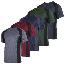 5er-Pack: Herren-T-Shirt mit V-Ausschnitt, Dry-Fit, feuchtigkeitsableitend, Active Athletic Tech Performance, Set 7, L von Real Essentials